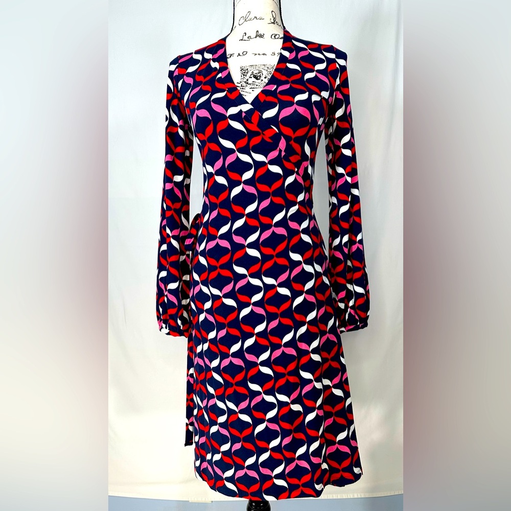 Boden Elodie Jersey Wrap Dress 6 Regular Classic Work Office Preppy Long Sleeve